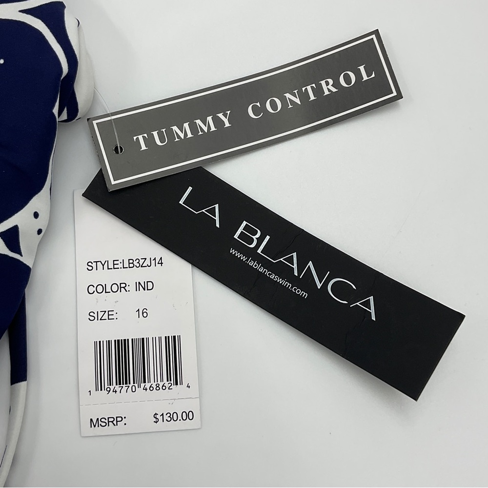 La Blanca NWT At The Playa One Piece One Shoulder Indigo Floral Swimsuit Size 16 - Picture 6 of 16